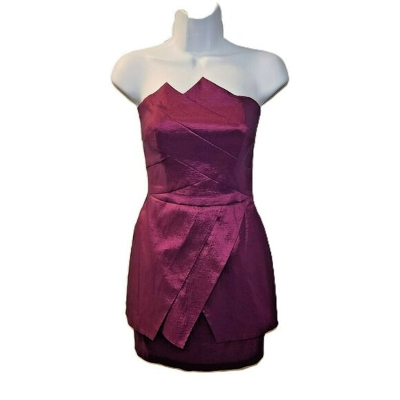 Jessica McClintock 4P Fuchsia Short Cocktail Prom Wedding Guest Dress Poly Blend - Picture 1 of 7